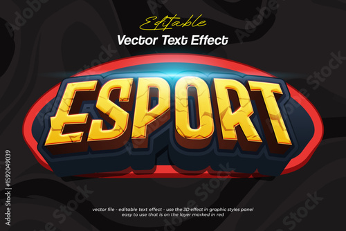 Esport tournament 3d vector text effect