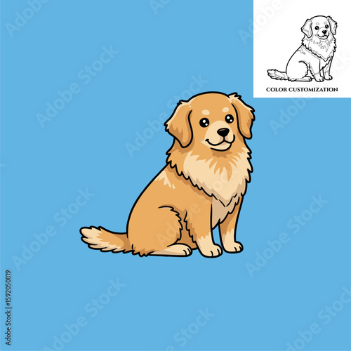 A cute golden retriever puppy sitting with a bone in a studio setting