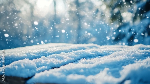 Wallpaper Mural A peaceful winter scene with falling snow and a beautiful blue sky. Torontodigital.ca