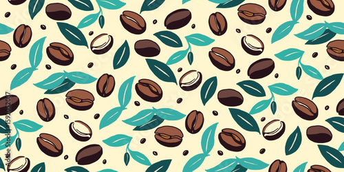 simple coffee motif pattern with leaves