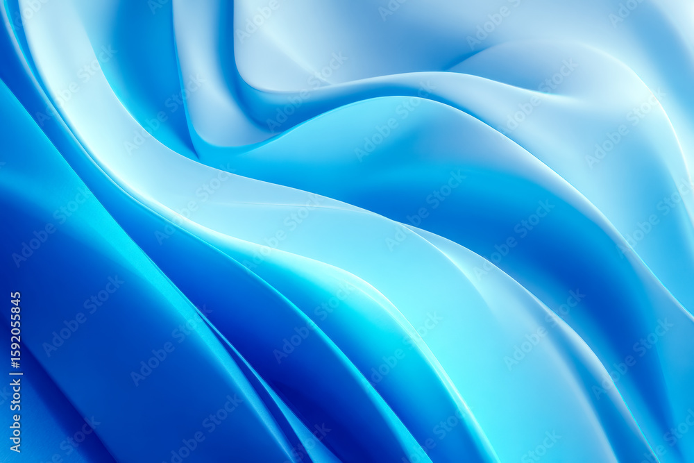 Obraz premium Abstract flowing blue waves with smooth curves and glossy finish