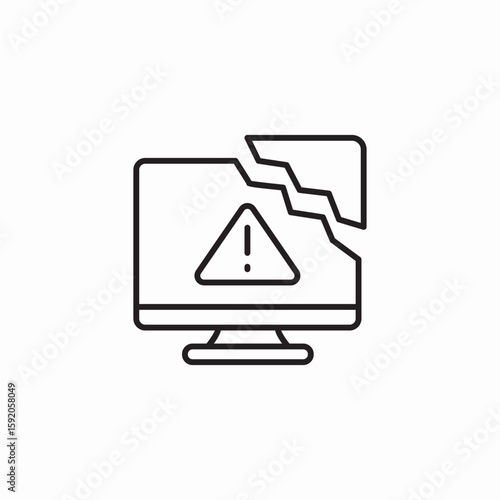 desktop screen break off warning icon sign vector