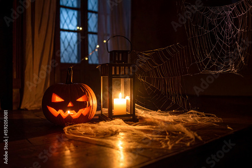 ハロウィンのかぼちゃと蝋燭