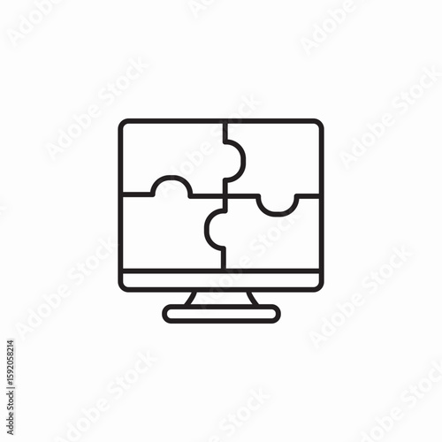 desktop screen puzzle icon sign vector