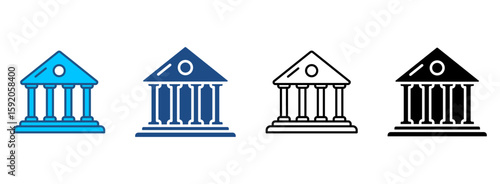 Government  Icon Set With Multiple Styles. Vector Illustration