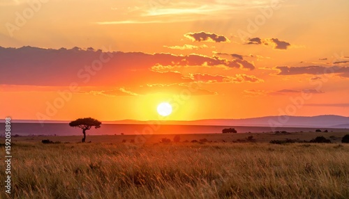Serene sunset over the African savanna