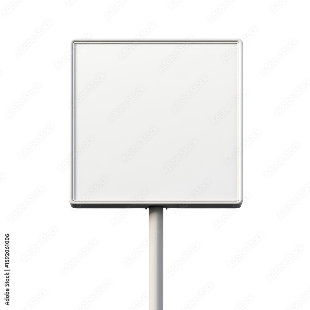 Blank square sign on pole for custom text or symbol display in various settings Blank square sign on pole for custom text or symbol display in various settings