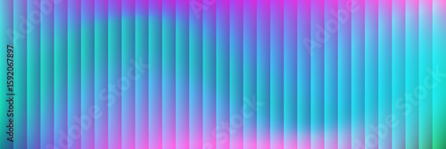 Reeded glass geometric background. Fractal multicolor gradient in pink, green and blue. Chromatic aberration prismatic effect. Abstract neon fluted ribbed vertical stripes vector illustration