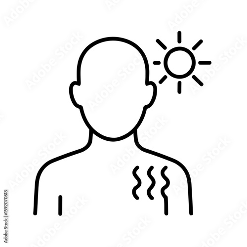 Sunburn outline icon representing sunburn