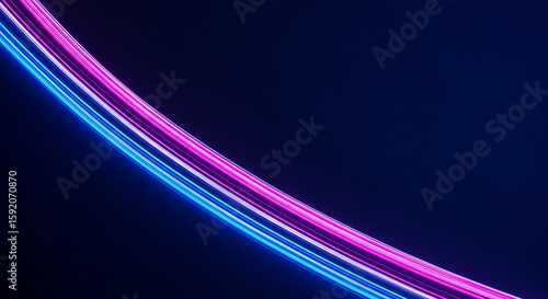 Abstract Neon Light Trails: Dynamic Pink and Blue Glowing Lines on Dark Background
