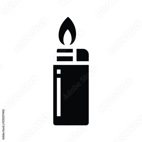 Simple black icon of a lit lighter