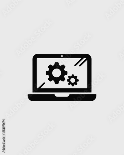 Laptop with gears icon representing settings and configuration
