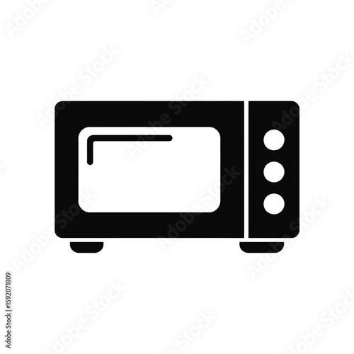 Simple black and white icon of a microwave oven