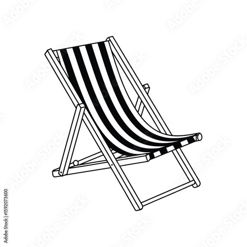 Classic black and white striped deck chair illustration