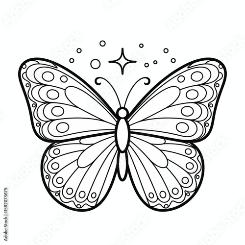 Elegant butterfly outline with sparkling accents