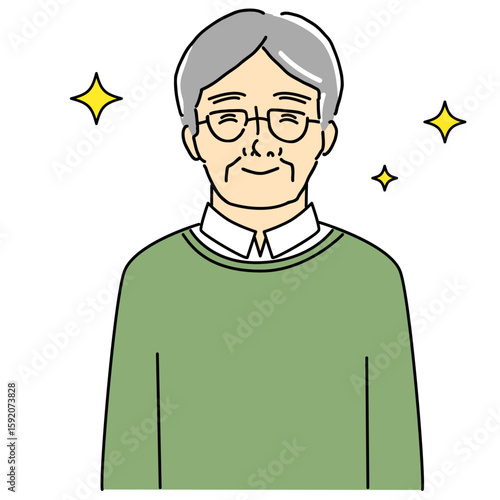 笑顔のシニア男性のイラスト