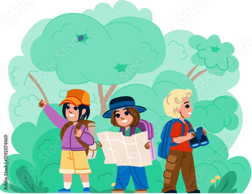 outdoors hiking nature walks hobby kid vector