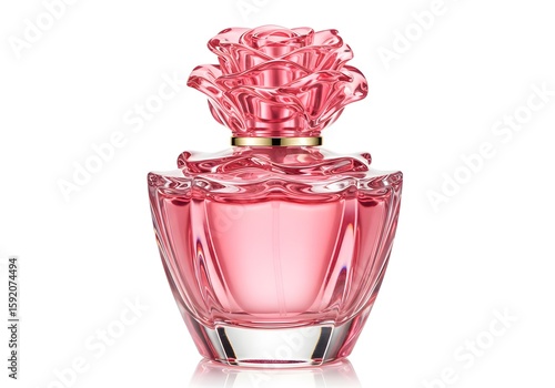 Pink Rose Perfume Bottle Elegant Fragrance, Floral Design, Beauty Product, Gift for Her, Cosmetic.