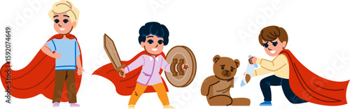 courage kid boy hero vector