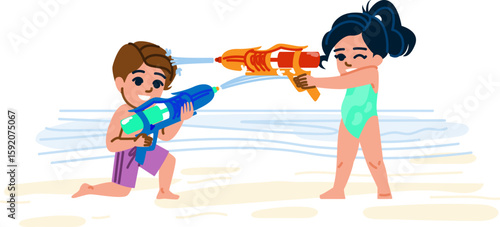 blaster kid water gun vector