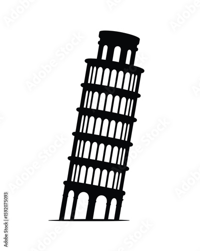 Iconic silhouette of the leaning tower of pisa