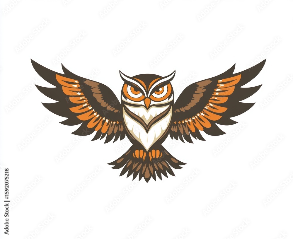 Obraz premium Owl in flight, stylized design