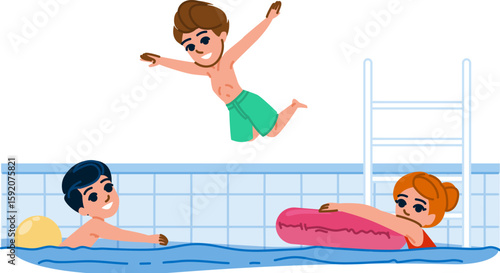 fun swimming hobby kid vector