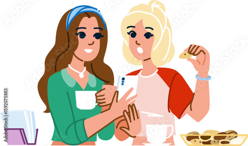 style teen girls cafe vector