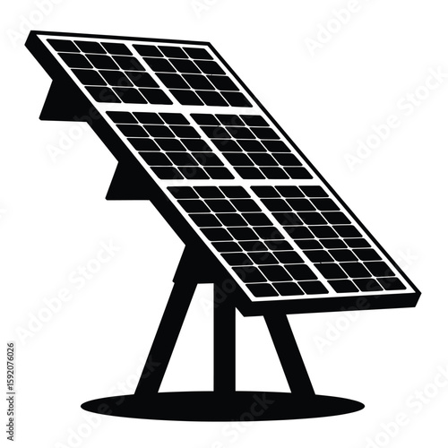 Single solar panel on a support stand