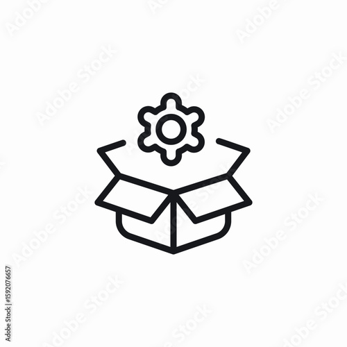 unbox gear icon sign vector