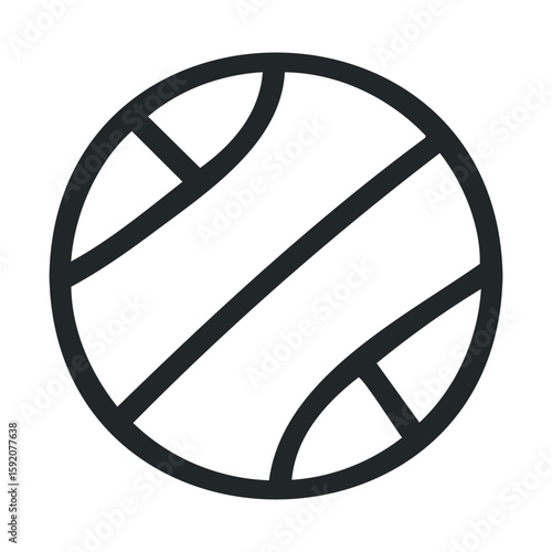 Simple black line design of a basketball suitable for sports graphics