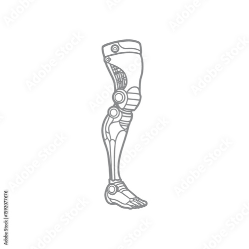 Illustration of Robotic Leg Prosthesis Futuristic Bionic Limb Concept