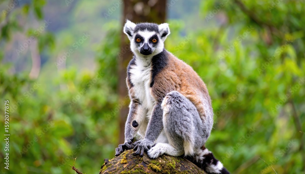 Obraz premium Ring-tailed lemur in a forest