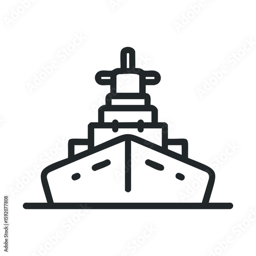 Detailed design of a battleship showing the bow and turret lines