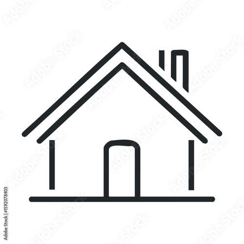 Cozy residence drawing with simple lines and a chimney design