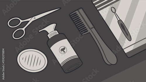 Pet grooming supplies and tools vector illustration for dog and cat care essentials vector set