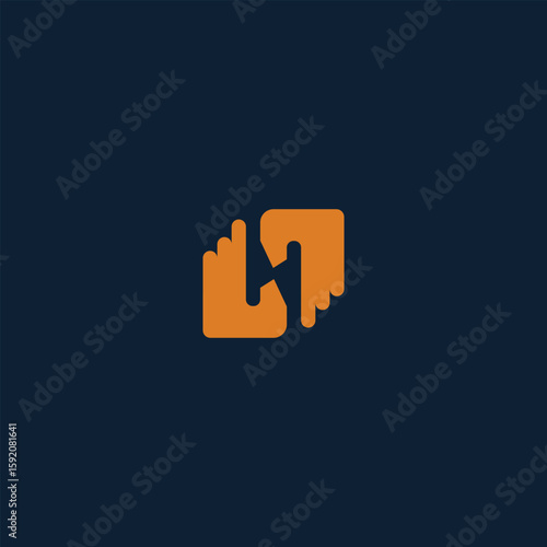 Minimalist Connection Concept Logo with abstract Hand and Communication Symbol