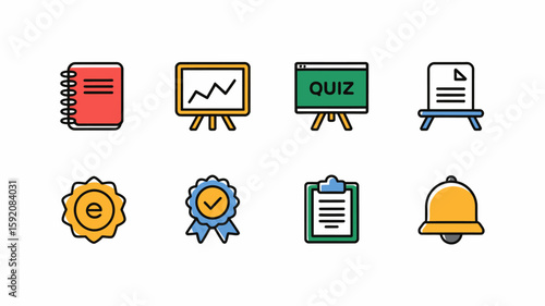 Educational Icons A Colorful Vector Collection for Online Learning Resources and Tutorials