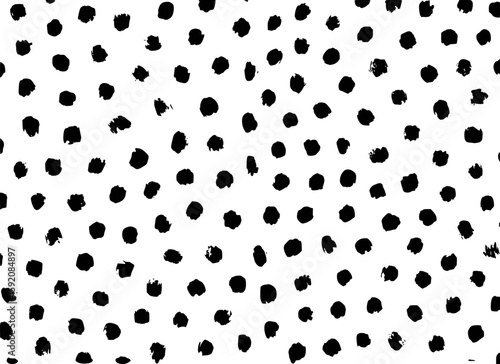 Black brush stroke polka dot pattern seamless abstract background texture