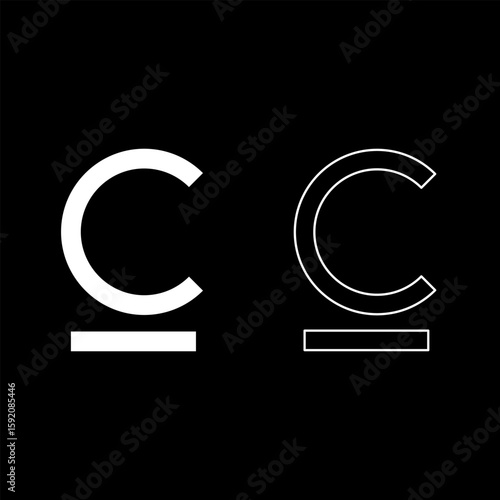 Som sign Kyrgyzstani currency symbol set icon white color vector illustration image solid fill outline contour line thin flat style