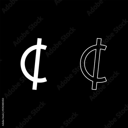 Sedi symbol sign Ghana currency money set icon white color vector illustration image solid fill outline contour line thin flat style
