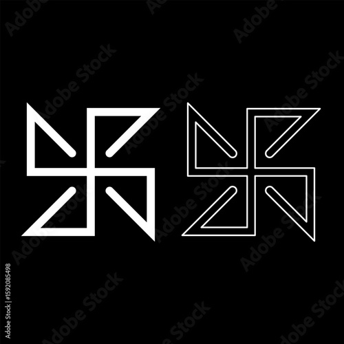 Yarovrat symbol sign slavic pagan set icon white color vector illustration image solid fill outline contour line thin flat style