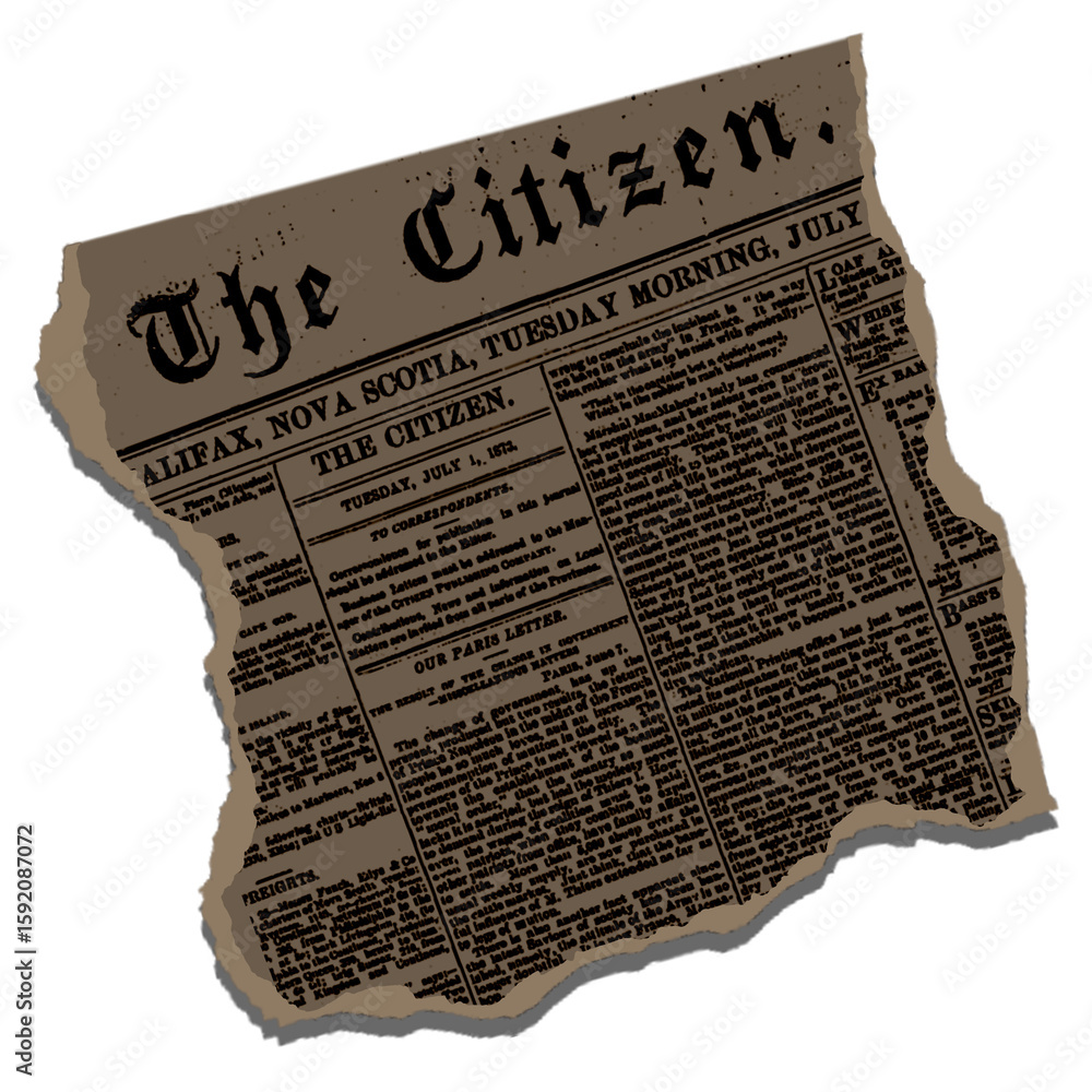 Naklejka premium Old scraps citizen newspaper