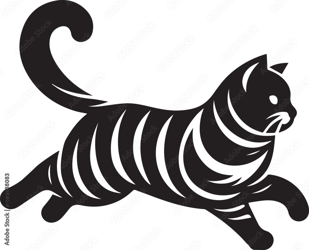 Fototapeta premium Black Cat Silhouette Running