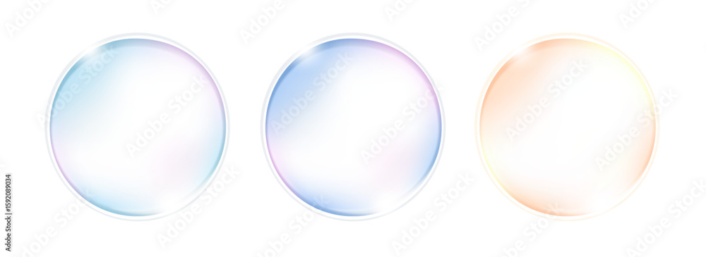 Fototapeta premium 潤い・水滴・滴・しずくのフレーム/バッジセット(美容 化粧品 バナー LP 編集可能 ベクター シャボン玉)