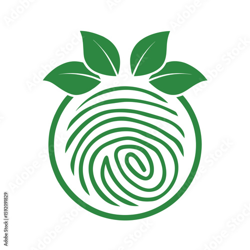 Green fingerprint with leaves logo symbol on white background leaf nature