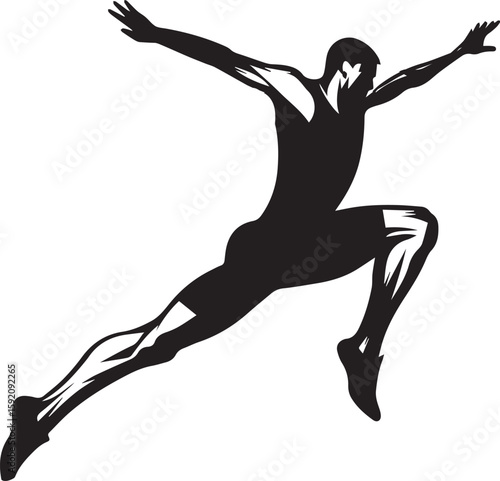 Dynamic Silhouette of an Athlete Mid-Jump, Capturing Motion and Athleticism