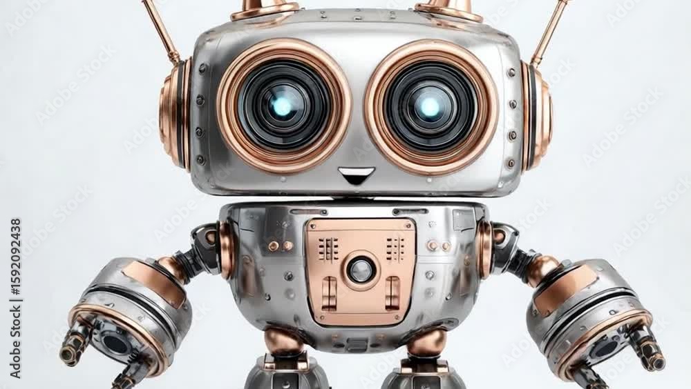 Close-up of Small Metal Robot Looking Ahead Close-up of Small Metal Robot Looking Ahead