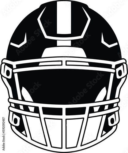 American Football Helmet Silhouette Vector Icon