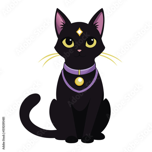 Mysterious black cat sitting calmly with a subtle glowing aura perfect for fantasy or mystical themes